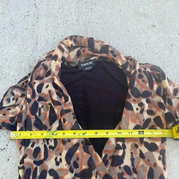 Vintage Y2K bebe womens‎ Small open front cheetah animal print bodysuit glam - Picture 3 of 8